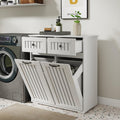 White Tilt Out Trash Cabinet with 2 Drawers Y18869