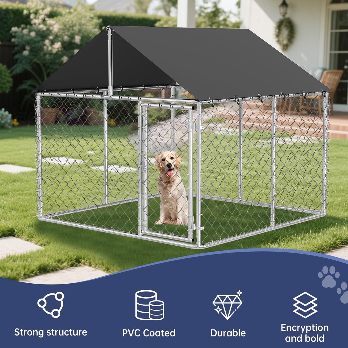 6.56'x 6.56' Heavy Duty Mesh Dog Kennel M531457