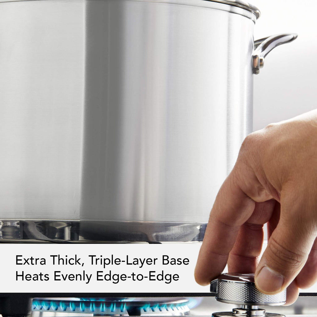 Stainless Steel 3-Ply Base Induction Stock Pot with Lid, 8-Quart K590