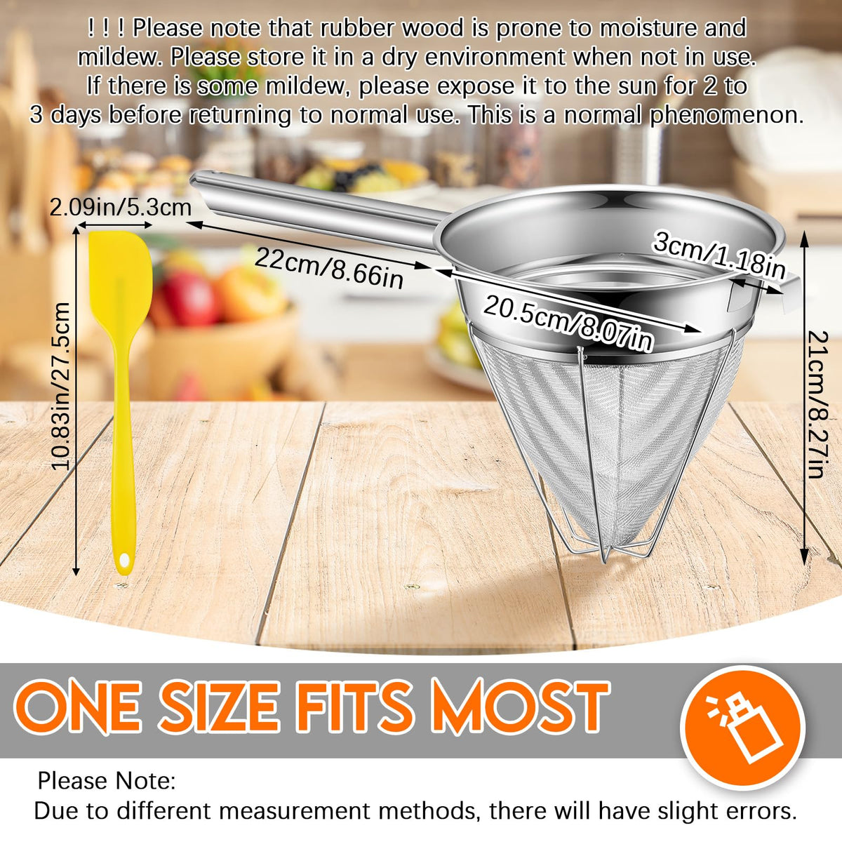 8" Fine Mesh Strainer Set with Handle and Pestle O6030