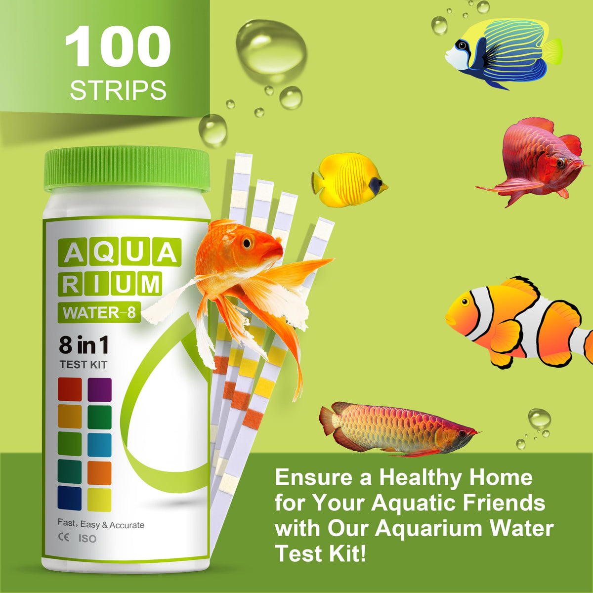 Aquarium Ammonia Test Strips 8-in-1 100 Strips Z652589