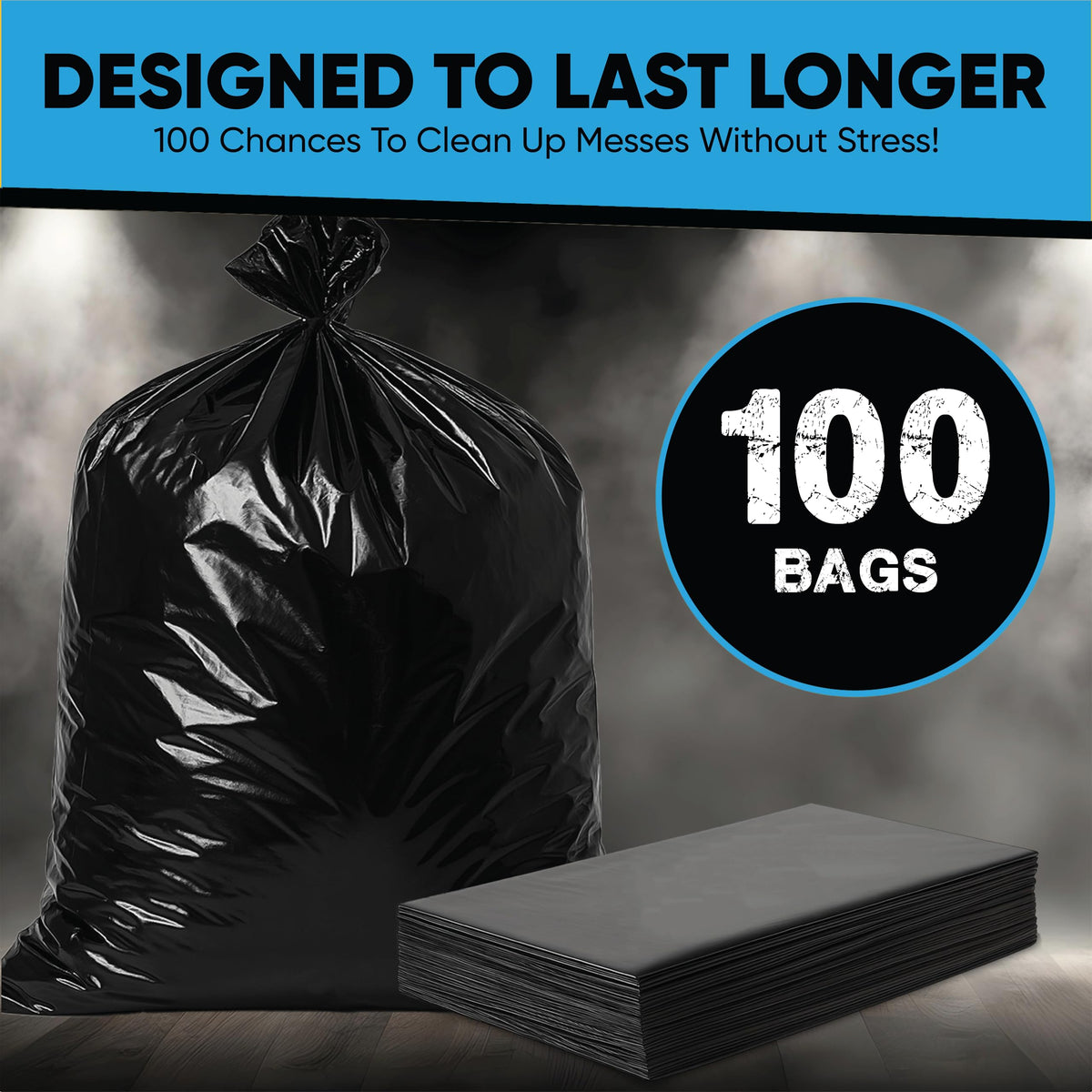 45 Gallon Heavy Duty Black Trash Bags 100 Count U90399