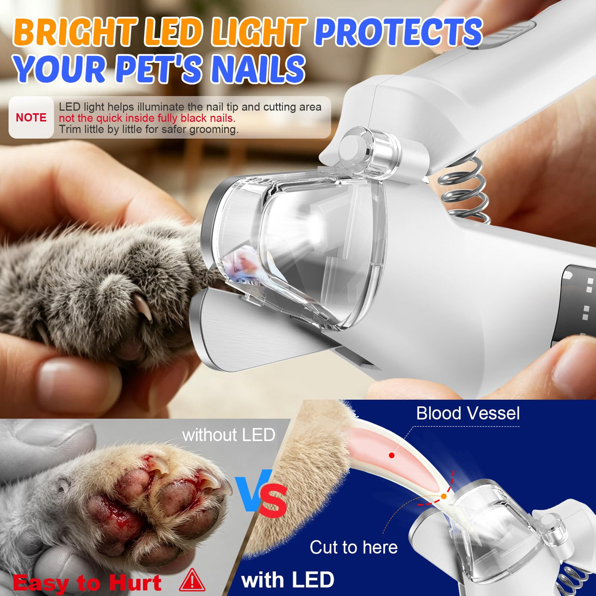 2-in-1 Dog Cat Nail Clippers and Grinder with Light G393