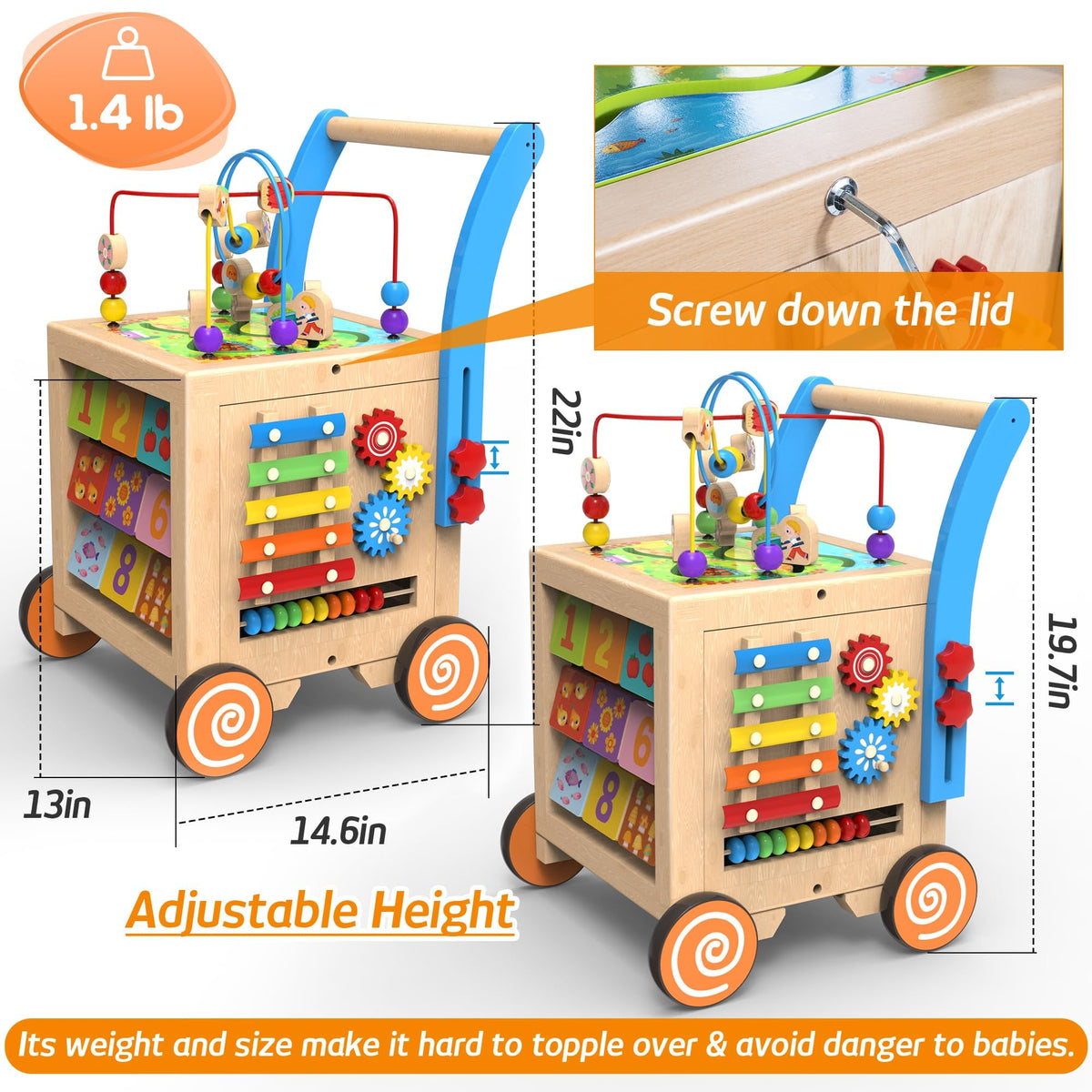 Wooden Activity Cube Walker D1660