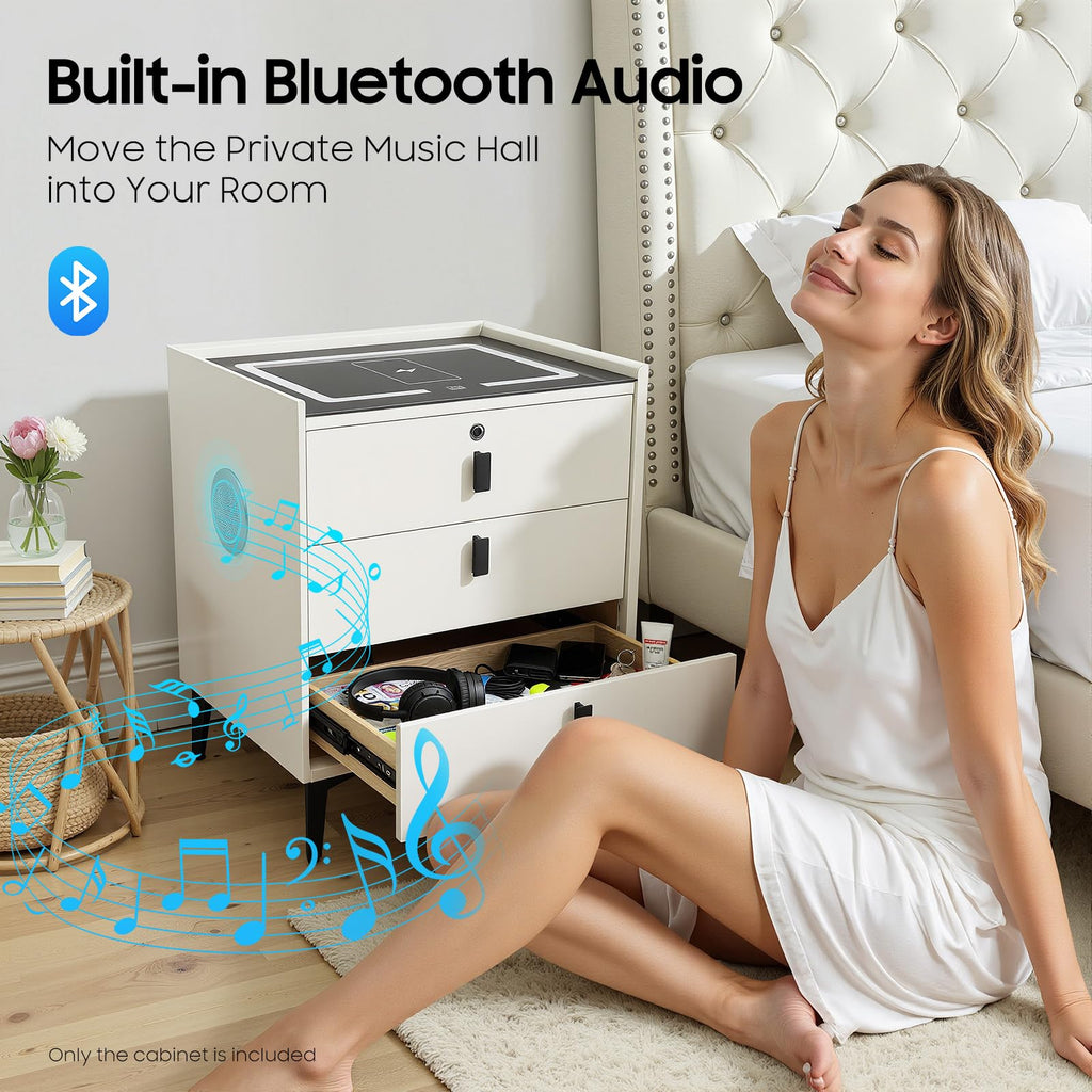 3 Drawer Smart Nightstand with Bluetooth Speaker USB Charging M133863