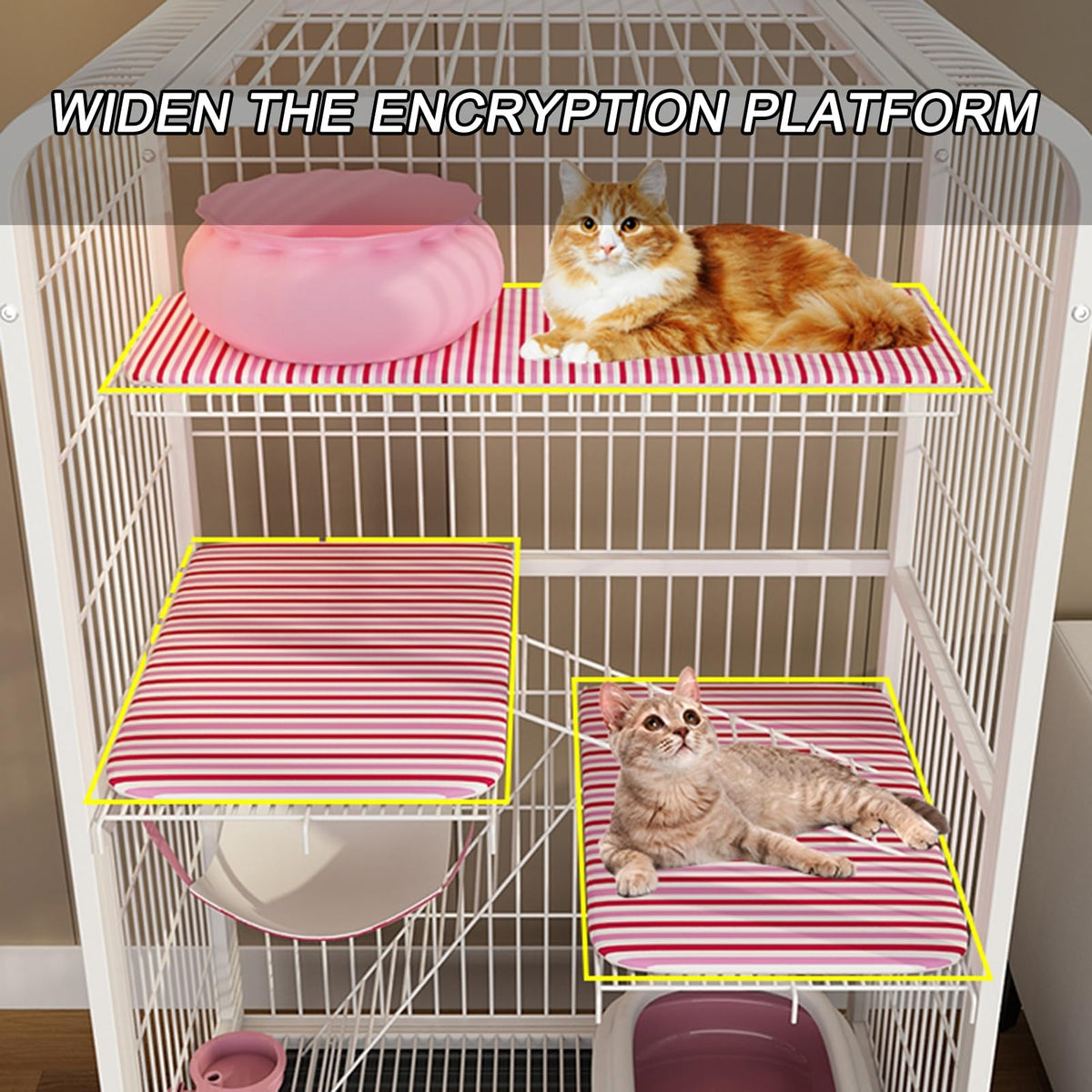 4-Tier Metal Cat Enclosure with Removable Tray & Wheels B7612