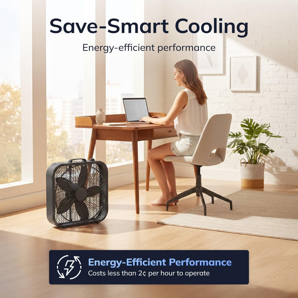 20" Classic Box Fan, 3 Speeds, Black V7977