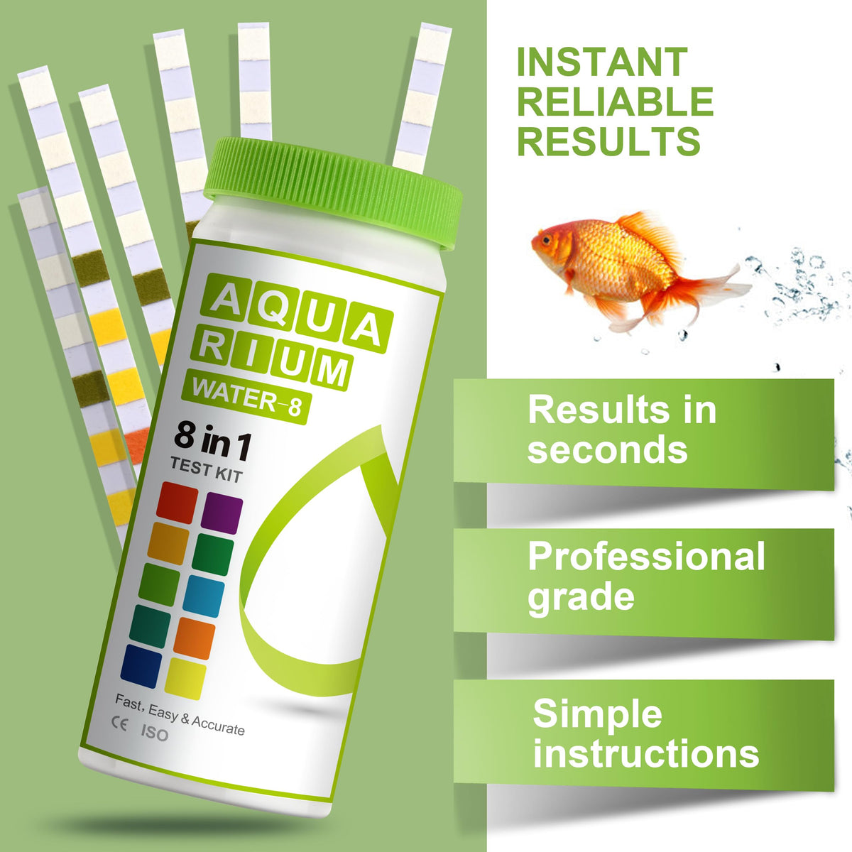 Aquarium Ammonia Test Strips 8-in-1 100 Strips Z652589