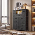 Black 13 Drawer Dresser with Charge Station and LED Light X328