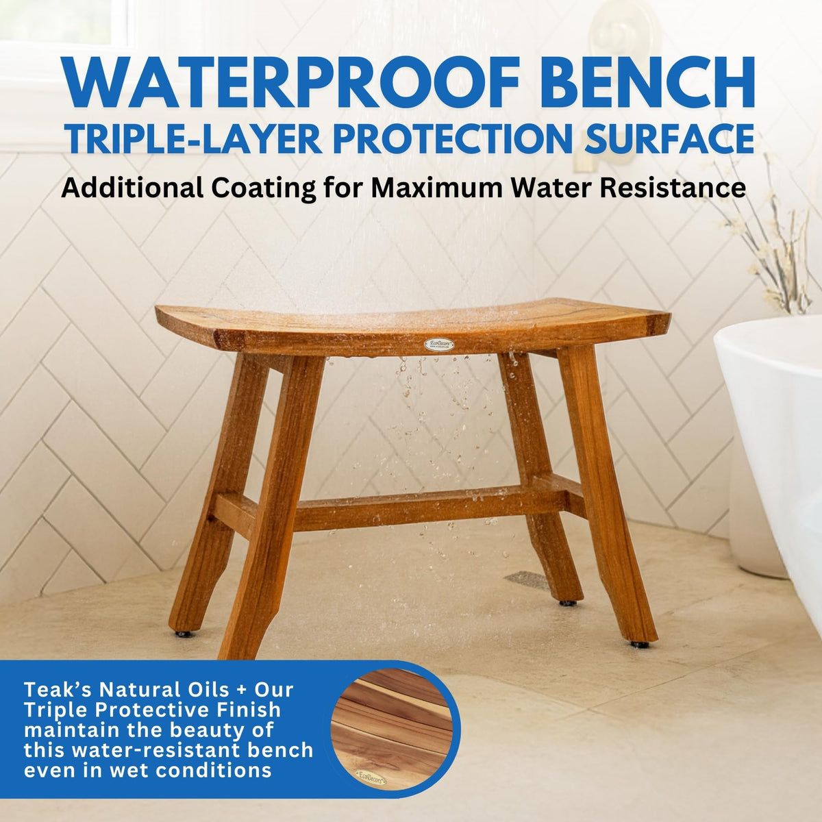 28-Inch Teak Shower Bench O49912