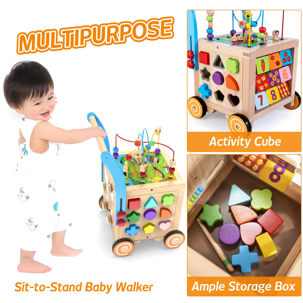 Wooden Activity Cube Walker D1660