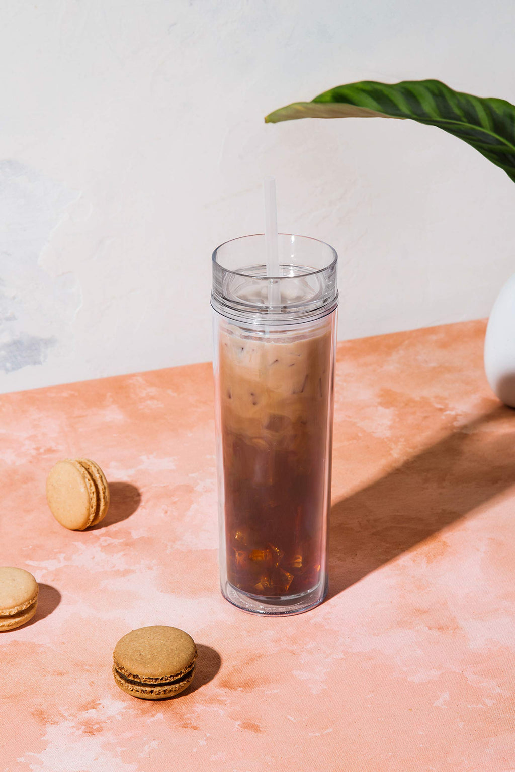 Clear 16oz Insulated Double Wall Acrylic Tumbler with Lid and Straw M12228