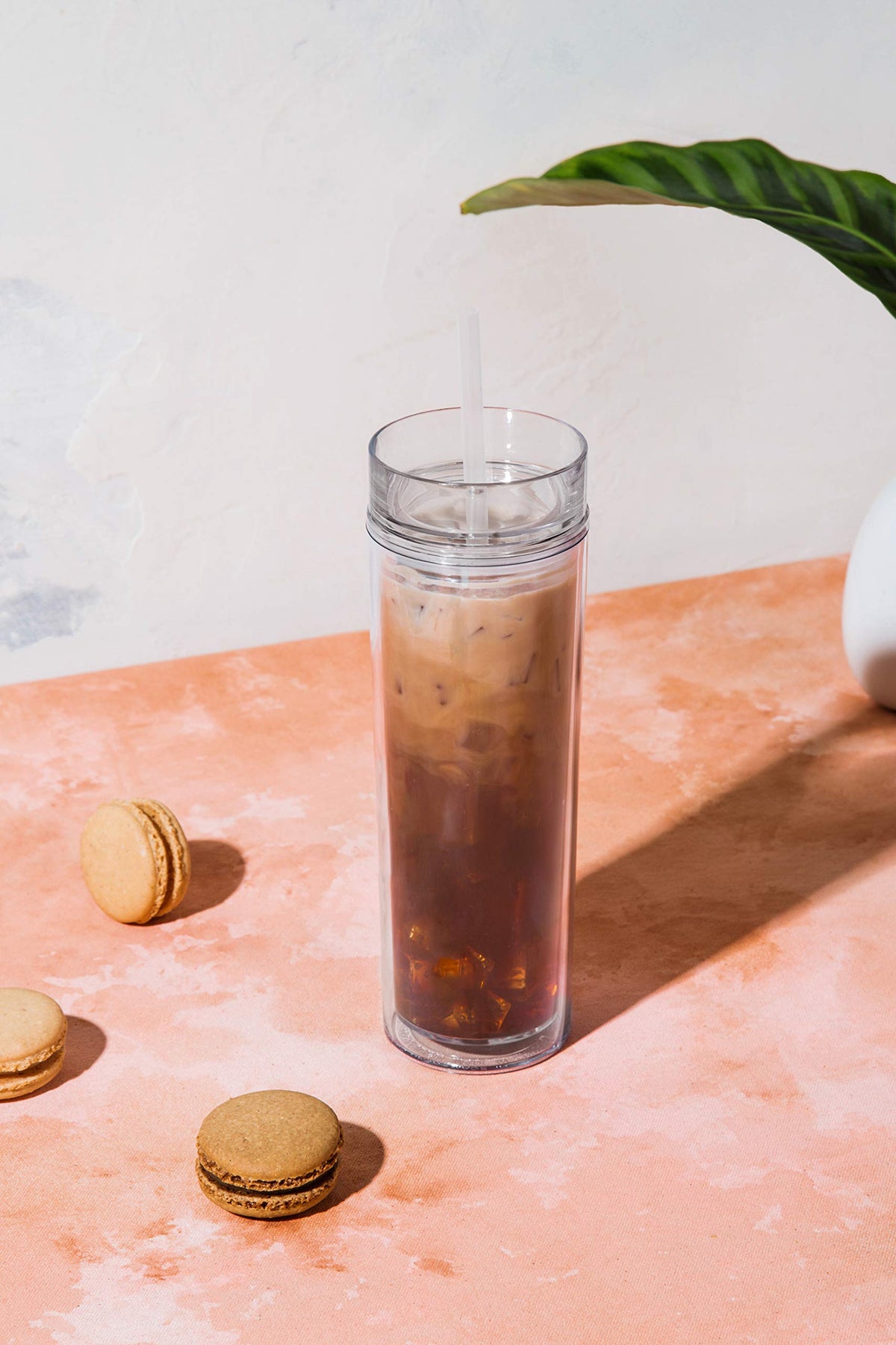 Clear 16oz Insulated Double Wall Acrylic Tumbler with Lid and Straw M12228