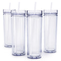 Clear 16oz Insulated Double Wall Acrylic Tumbler with Lid and Straw M12228