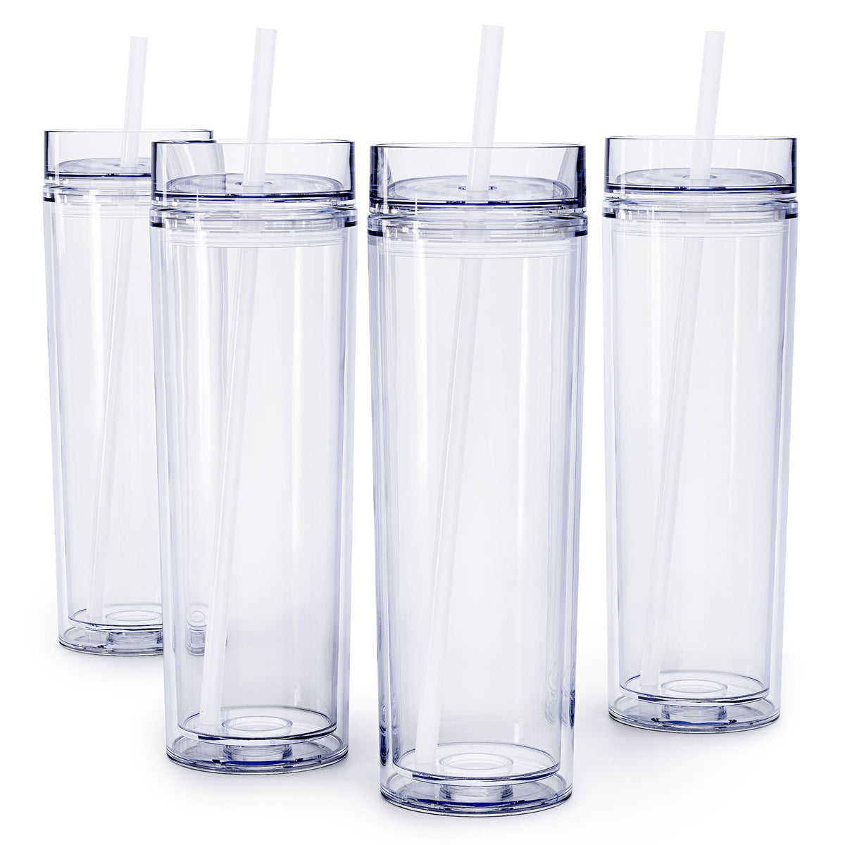 Clear 16oz Insulated Double Wall Acrylic Tumbler with Lid and Straw M12228