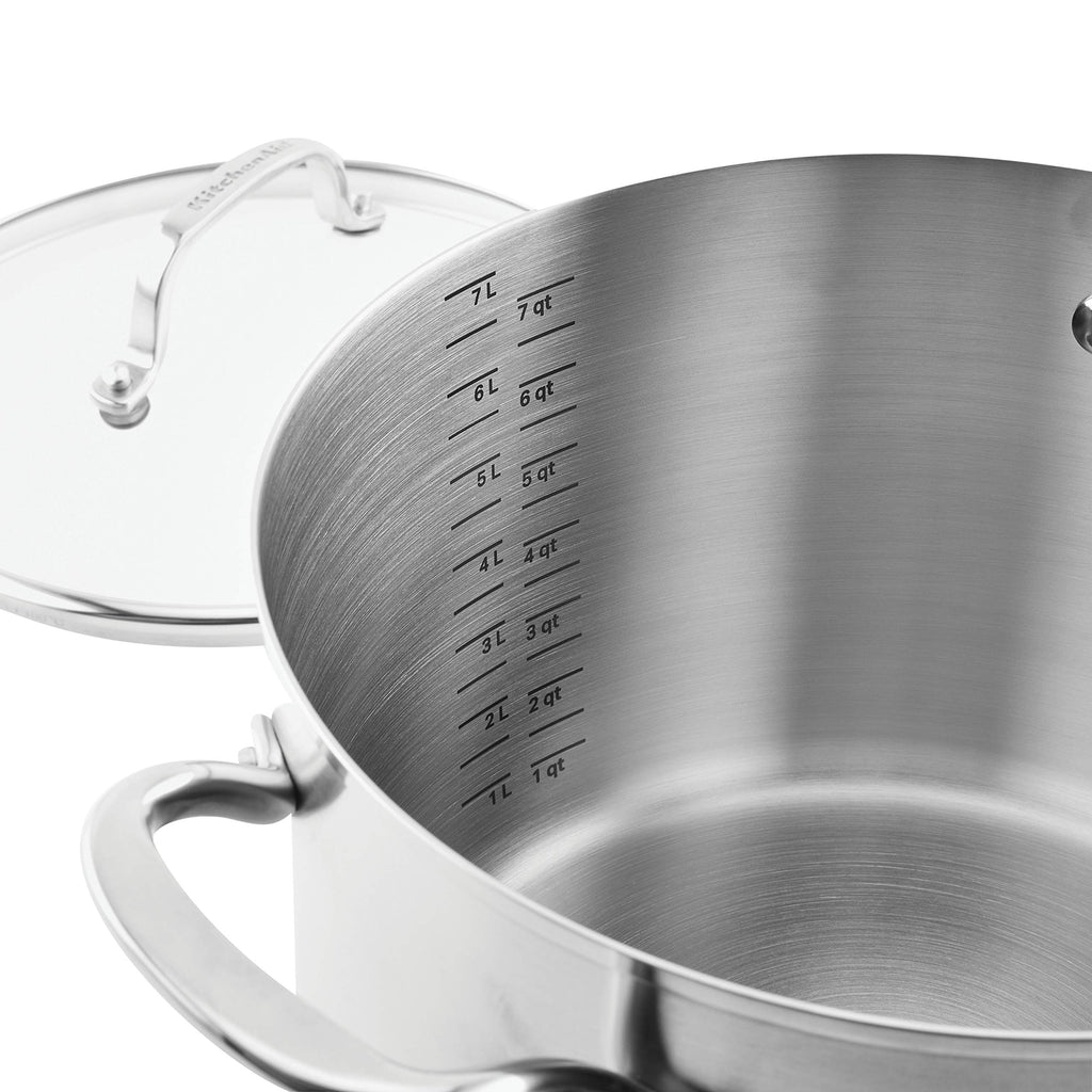 Stainless Steel 3-Ply Base Induction Stock Pot with Lid, 8-Quart K590