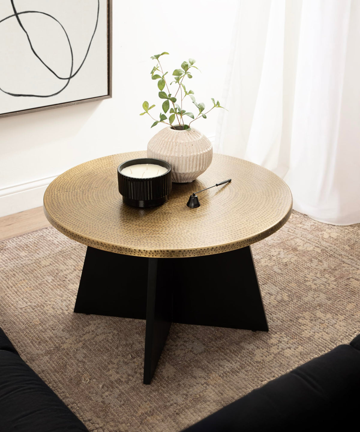 Round Hammered Metal Coffee Table S6688