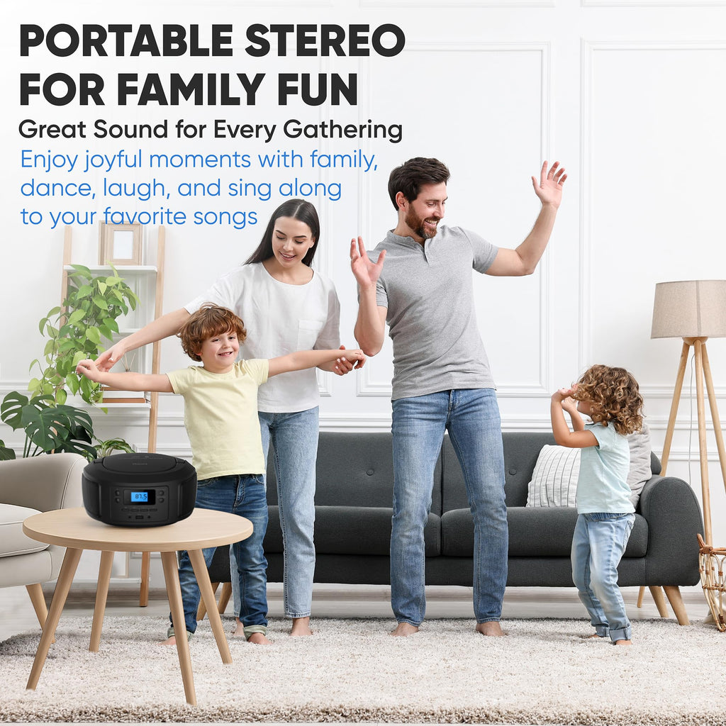 Portable Bluetooth CD Player Boombox with FM Radio C3654