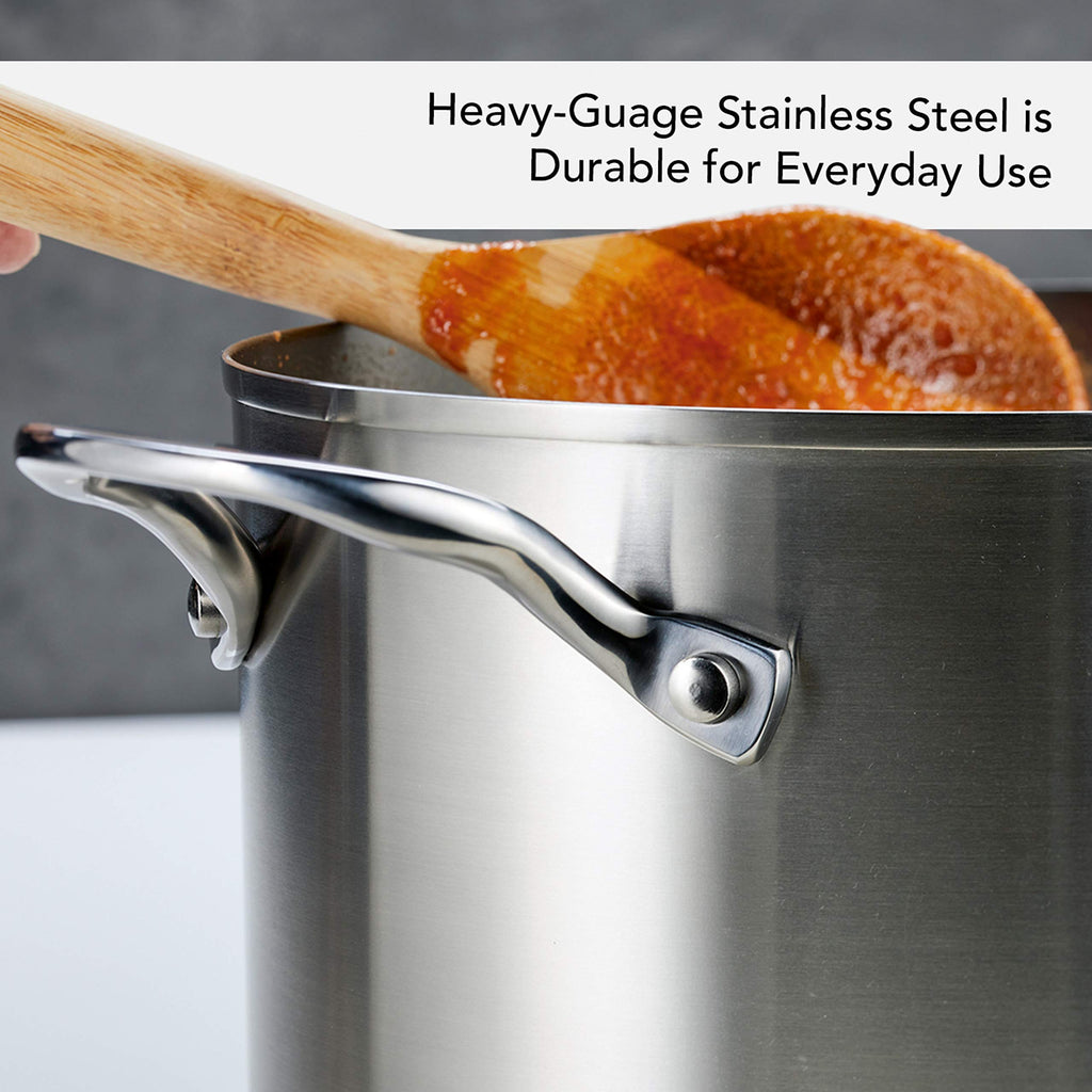 Stainless Steel 3-Ply Base Induction Stock Pot with Lid, 8-Quart K590