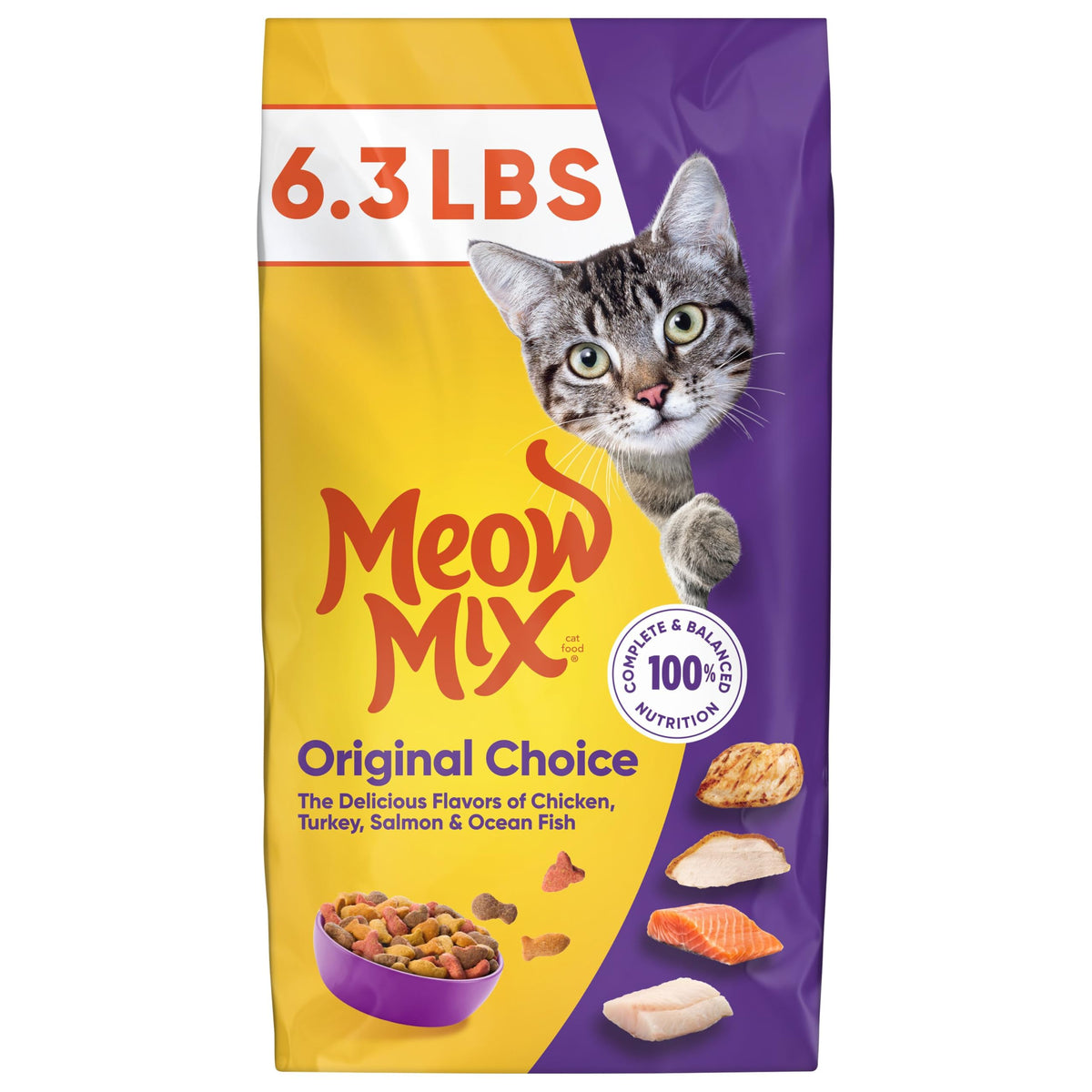 Dry Cat Food 6.3 Pound Bag + Wet Cat Food Variety Pack 2.75 Ounce Cups (Pack of 24) G84890