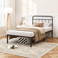 12 inches Twin Bed Frame with Minimalist Headboard, Black V974
