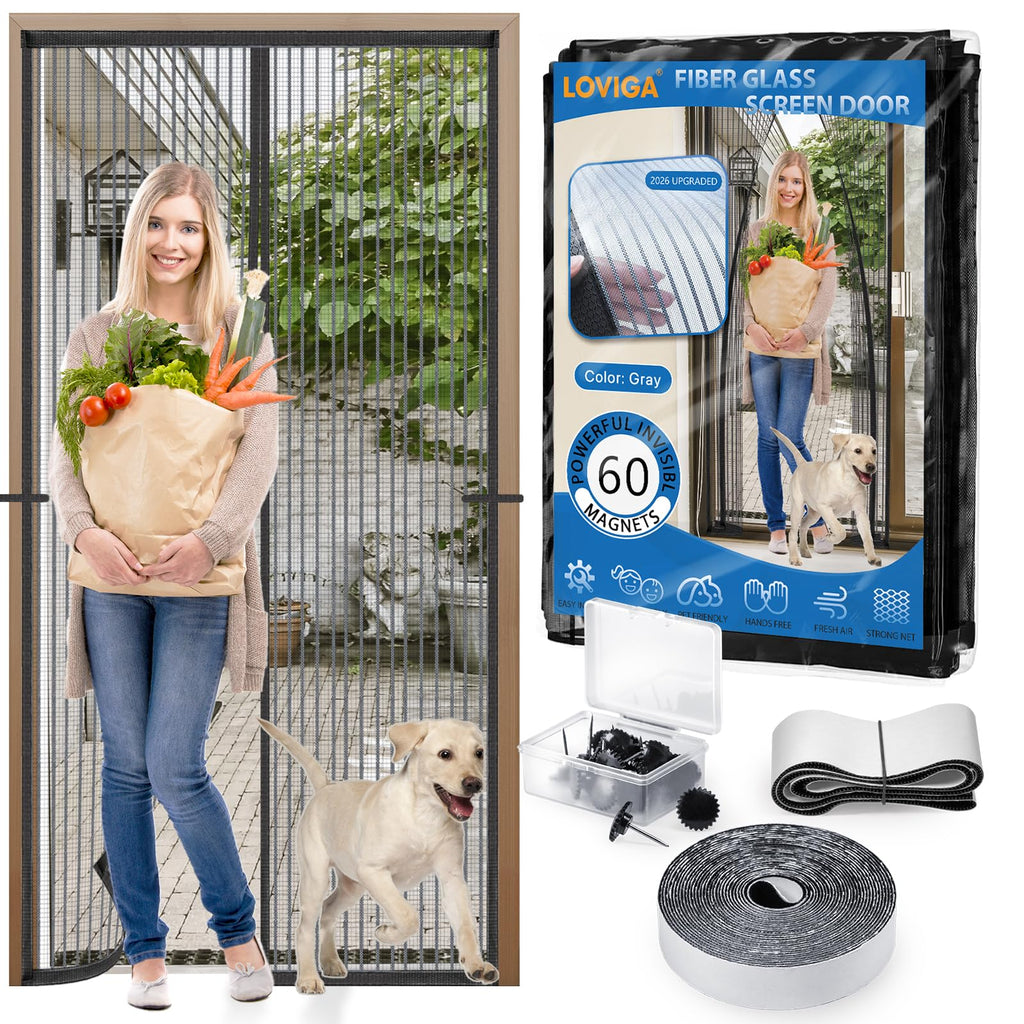 Magnetic Closure Fiberglass Screen Door Mesh 36 Inch X 82 Inch R62623