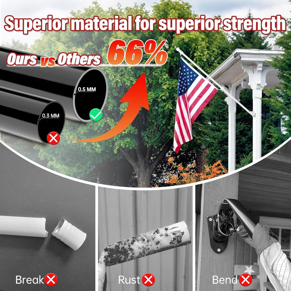 5FT Stainless Steel Flag Pole with Holder S69302
