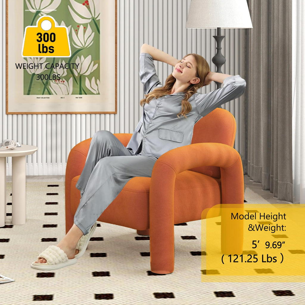 Orange Velvet Tufted Accent Chair E598