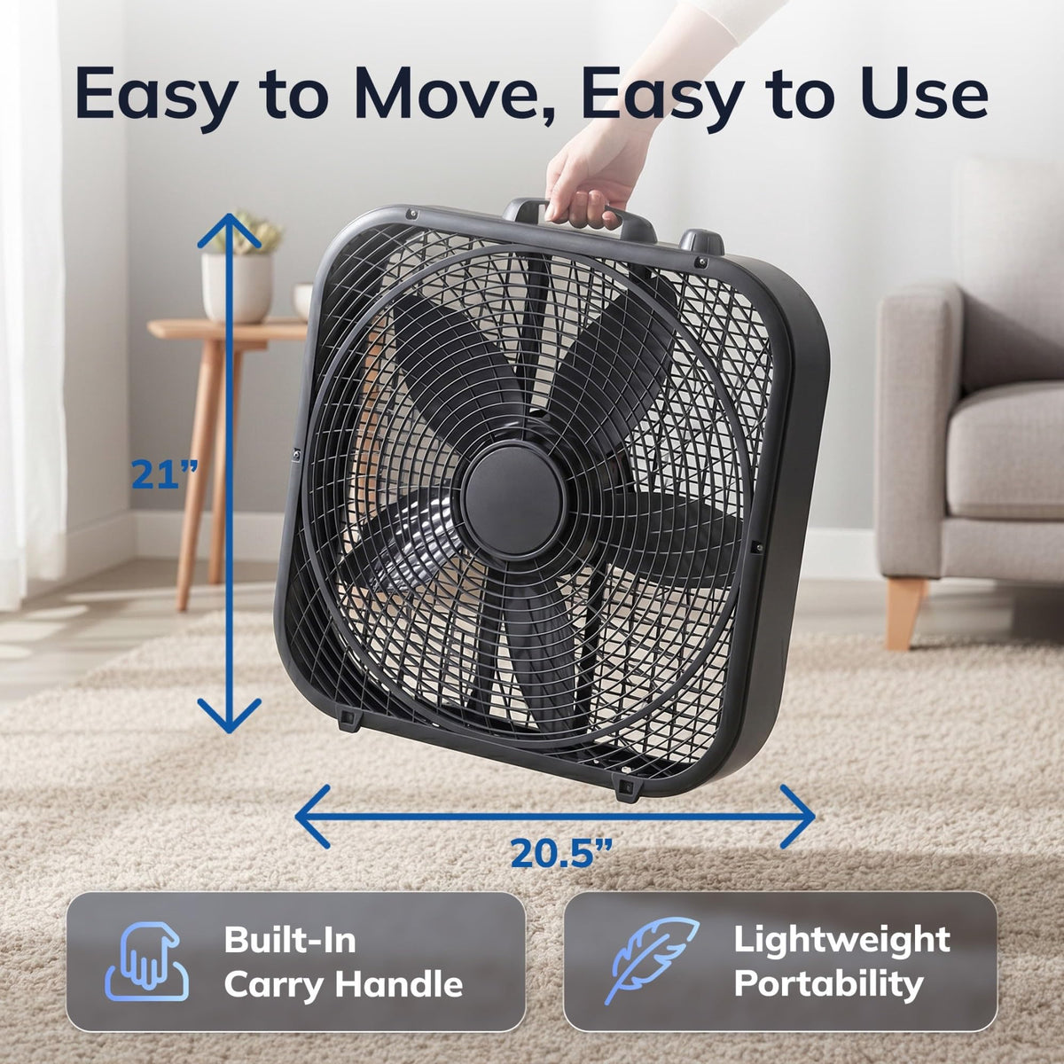 20" Classic Box Fan, 3 Speeds, Black V7977