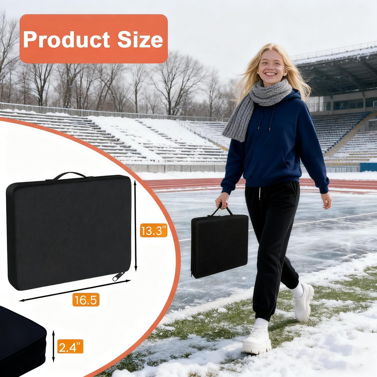 Black 2 Pack Heated Stadium Seat Cushions S607