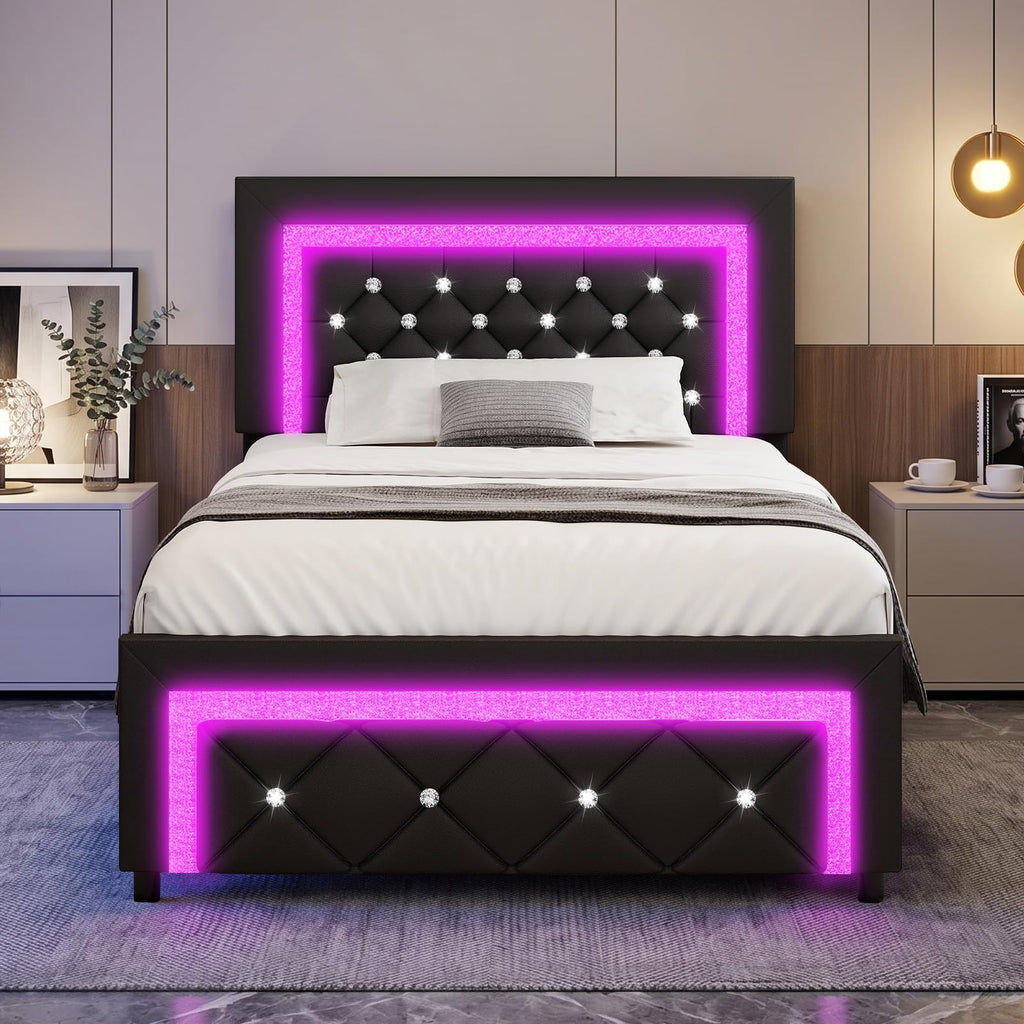 Twin Bed Frame with LED Lights F68096