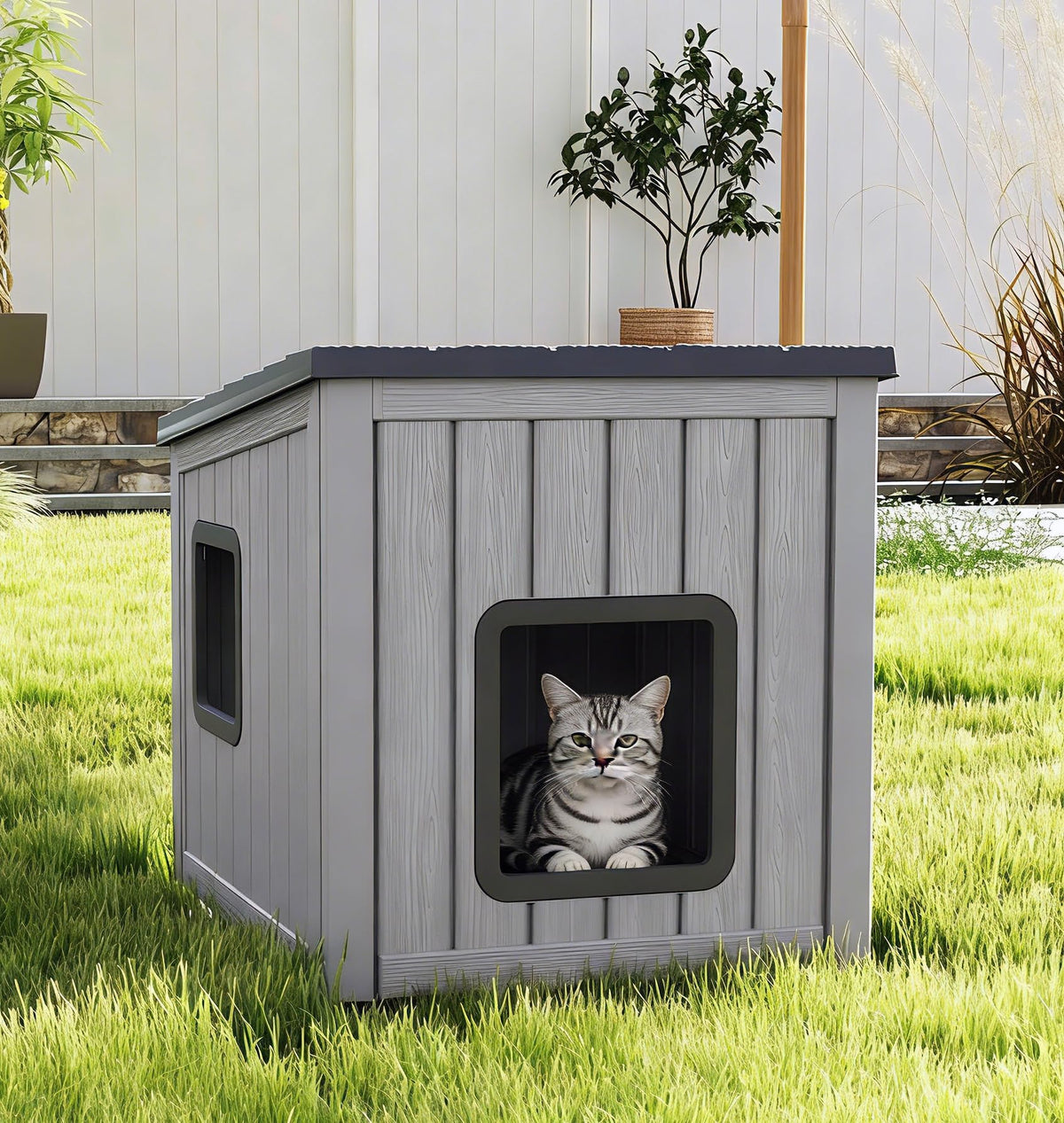 Weatherproof Outdoor Cat House with Air Holes Z22598