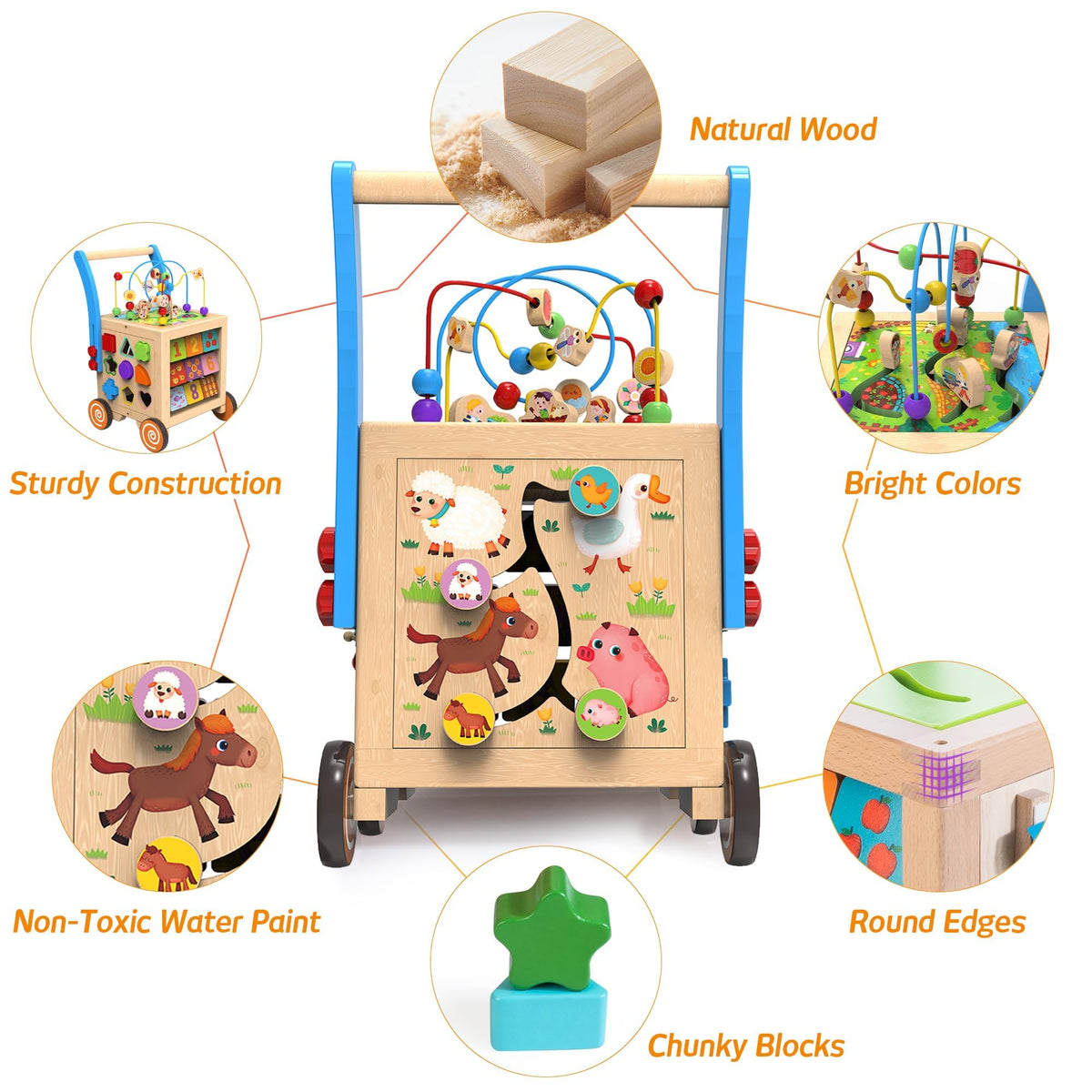 Wooden Activity Cube Walker D1660