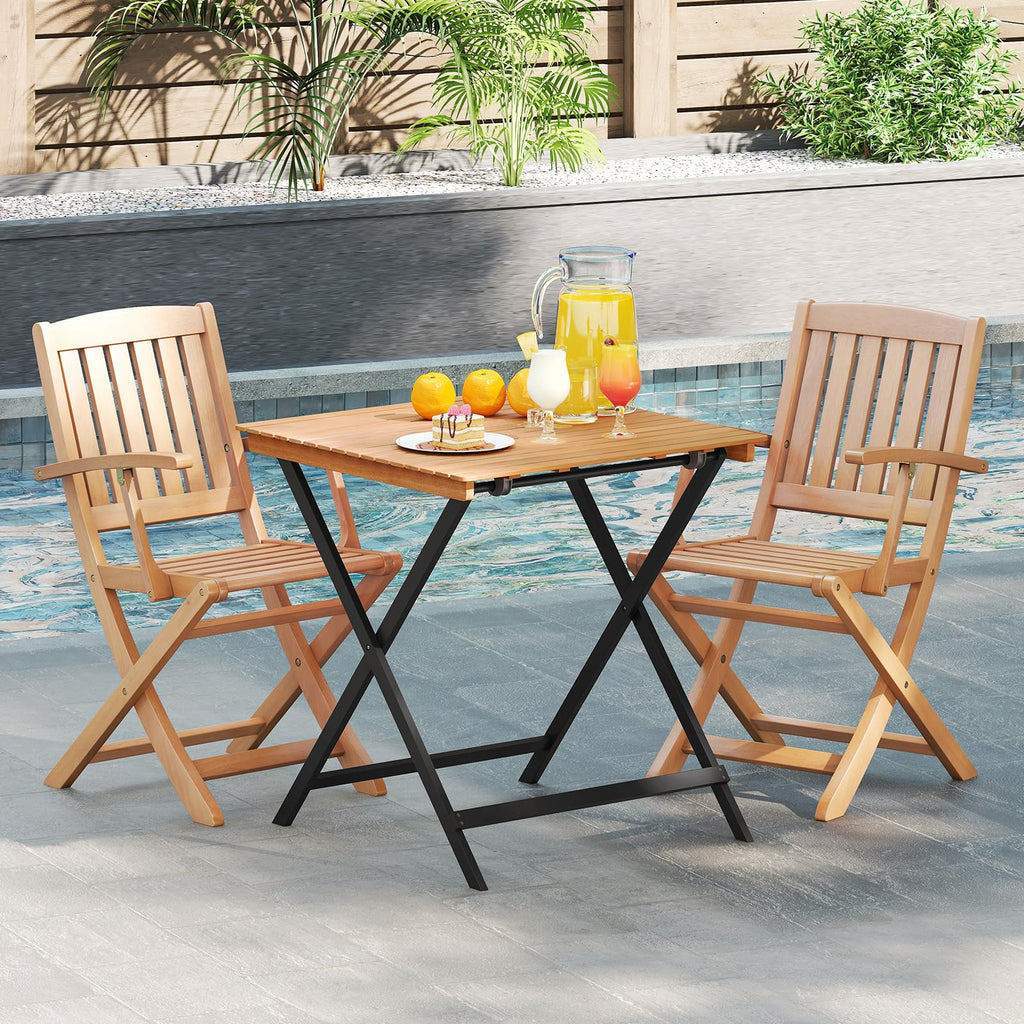 28-Inch Acacia Wood Square Foldable Patio Dining Table I866910