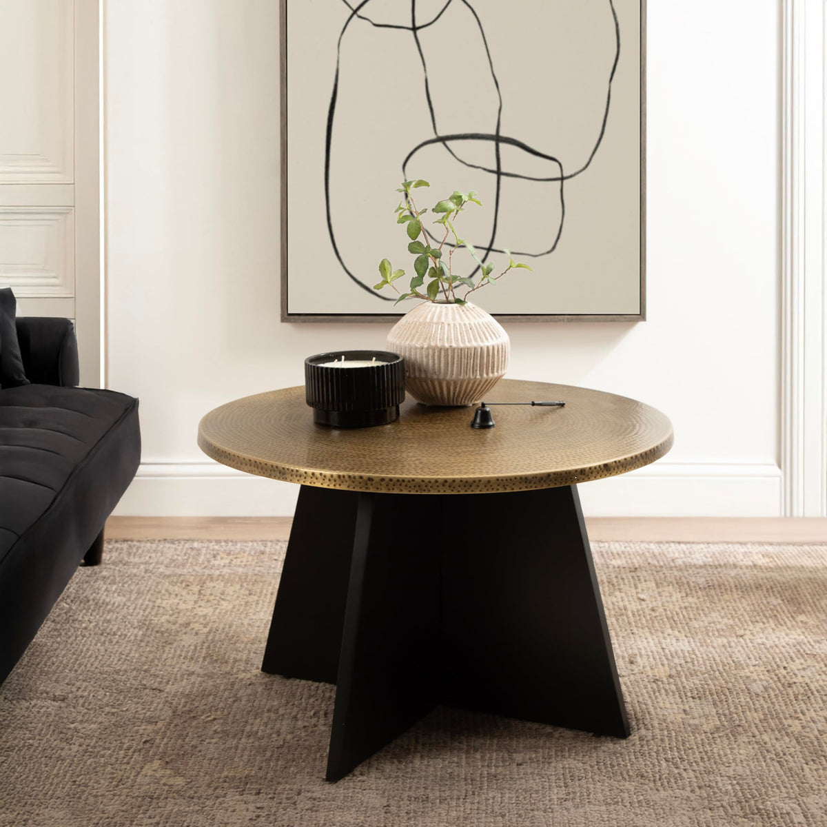 Round Hammered Metal Coffee Table S6688