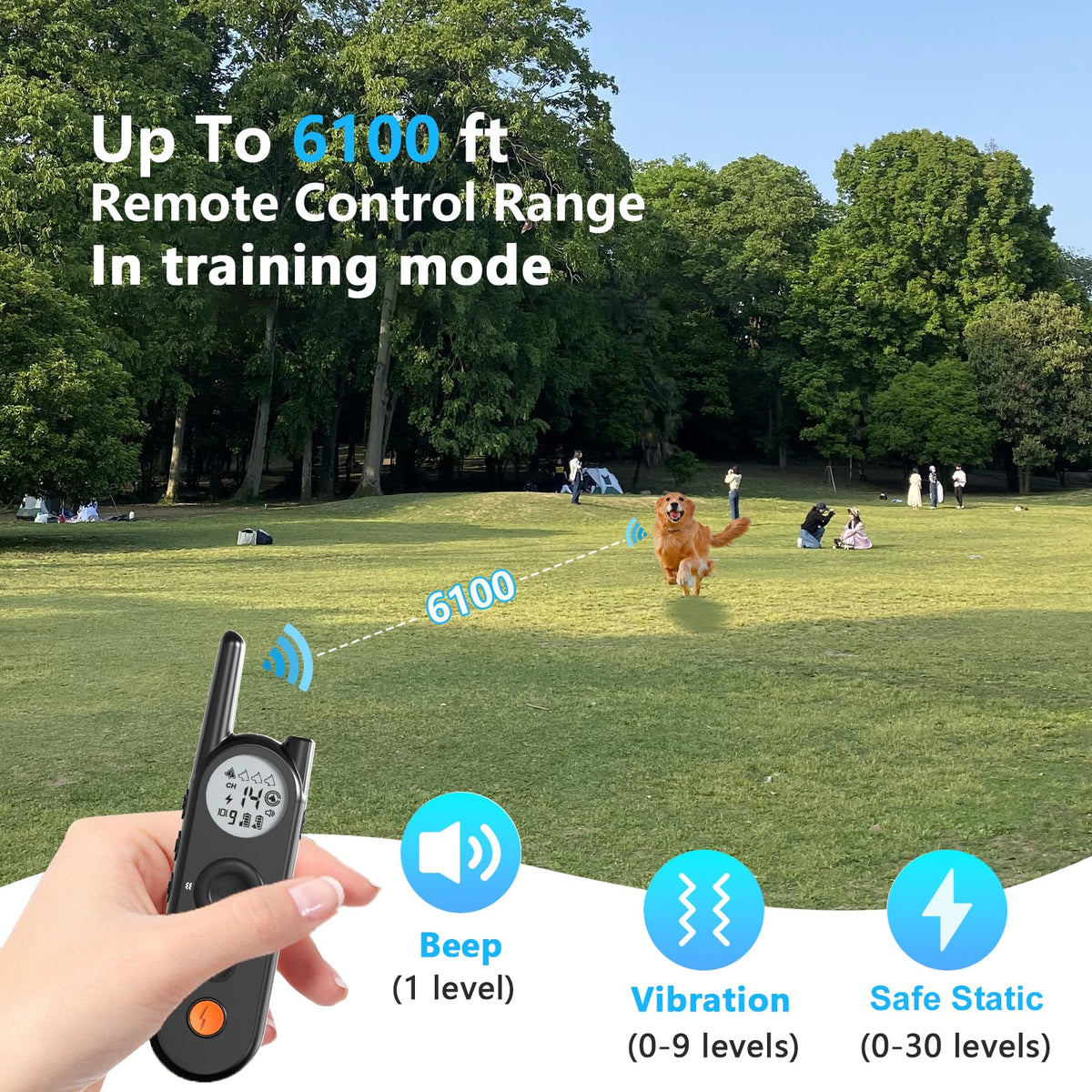 Wireless Dog Fence & Training Collar for 2 Dogs, IPX7 Waterproof, Black V82424