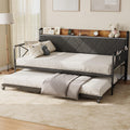 Twin Daybed with Upholstered Headboard and Trundle, Black J444623