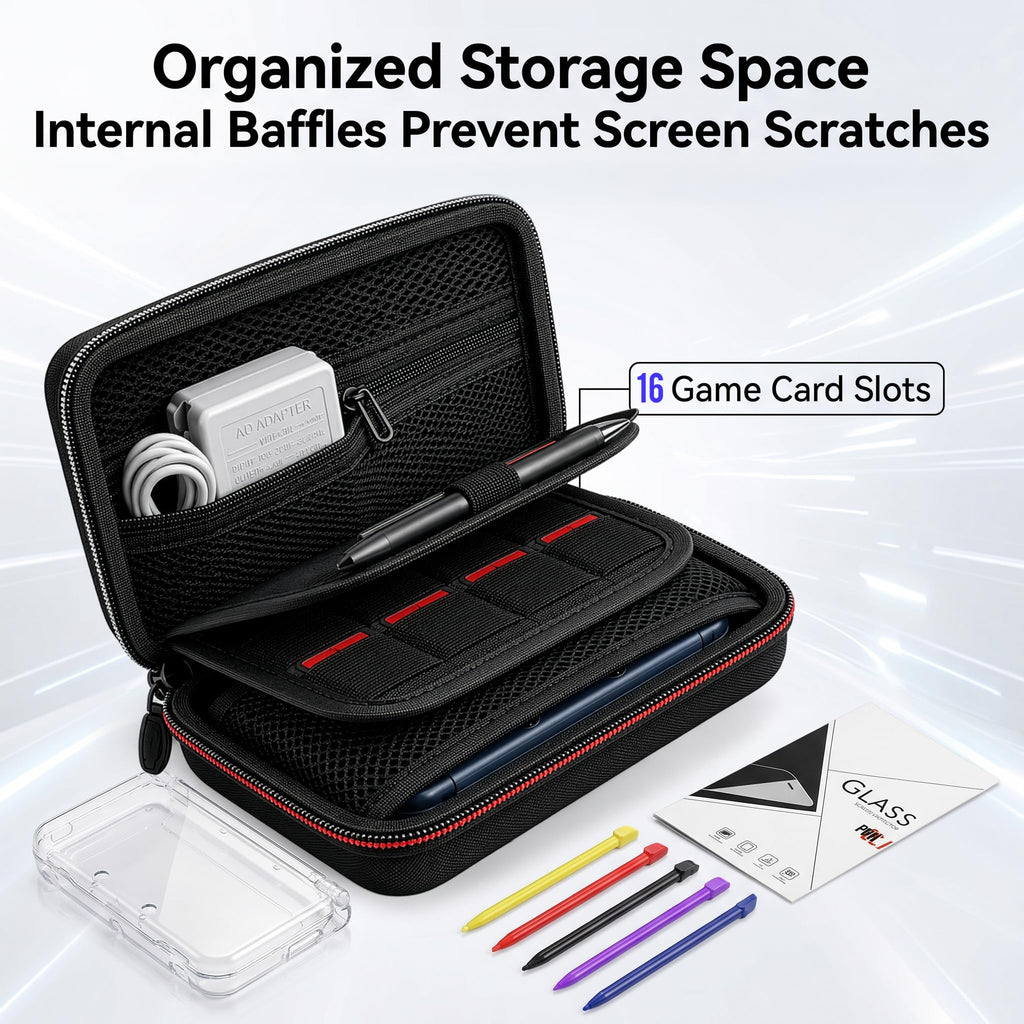 Carrying Case for New 3DS XL LL with Hard Shell and Charging Cable D2299