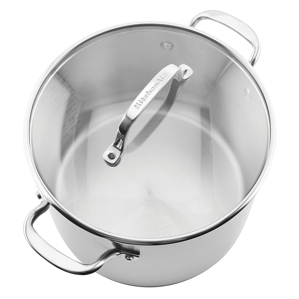 Stainless Steel 3-Ply Base Induction Stock Pot with Lid, 8-Quart K590