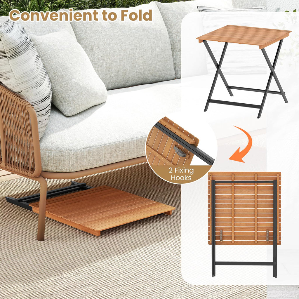 28-Inch Acacia Wood Square Foldable Patio Dining Table I866910