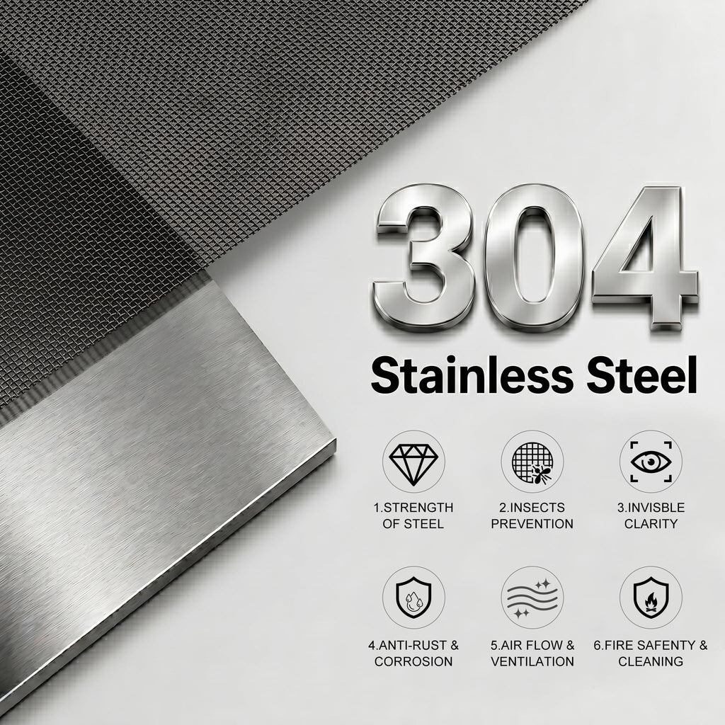 Black 304 Stainless Steel Window Screen Wire Mesh Roll J845540