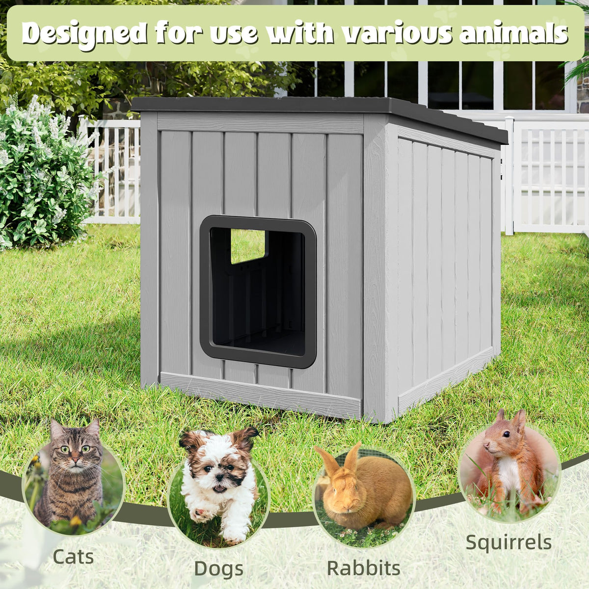 Weatherproof Outdoor Cat House with Air Holes Z22598