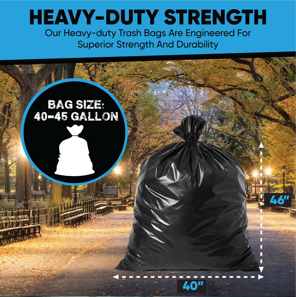 45 Gallon Heavy Duty Black Trash Bags 100 Count U90399