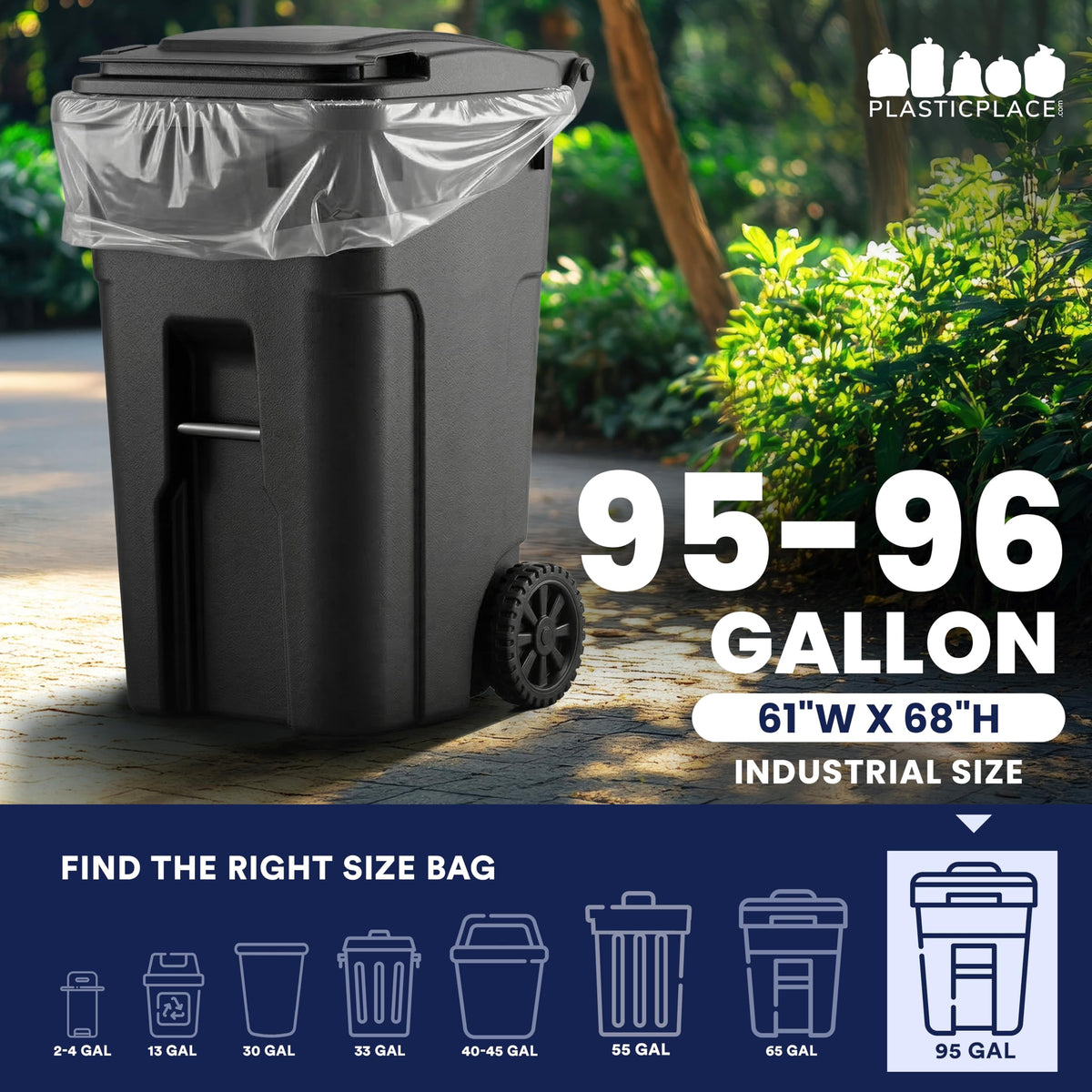95-96 Gallon 2 Mil Clear Heavy Duty Trash Bags 25 Count L53972