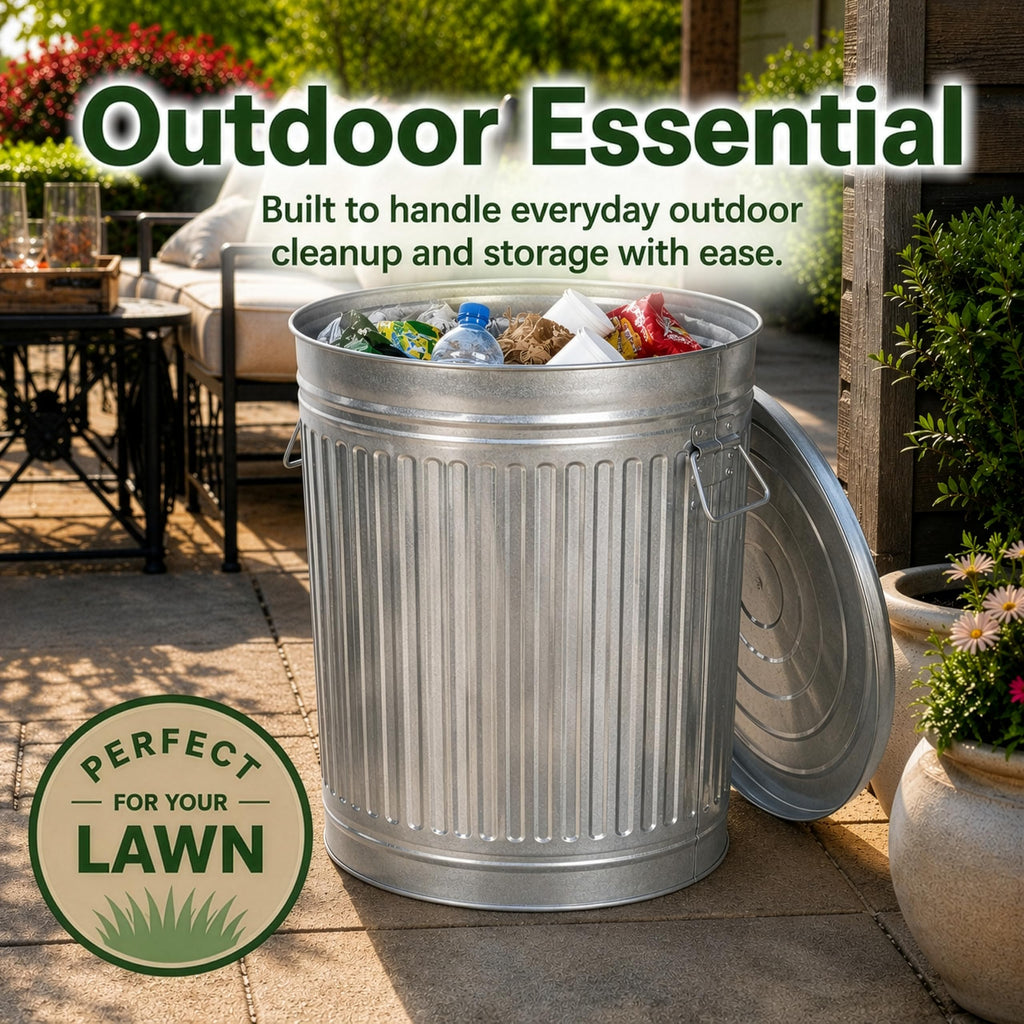 7 Gallon Galvanized Steel Trash Can with Lid X9496