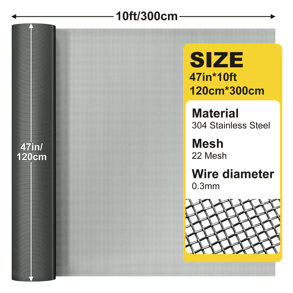Black 304 Stainless Steel Window Screen Wire Mesh Roll J845540